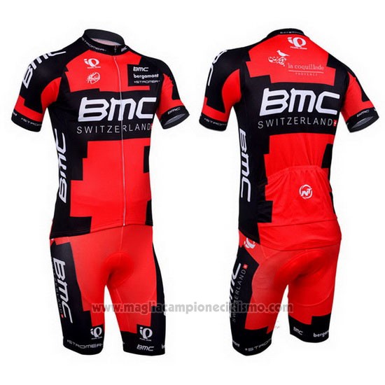 2013 Abbigliamento Ciclismo BMC Nero e Rosso Manica Corta e Salopette